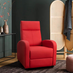 PU Leather Recliner Chair, Single Living Room Sofa Lounge Chair with Reclining Function