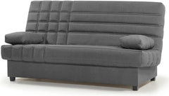 SHIITO - Sofá Cama de 3 Plazas con Arcón Interior - 100 x 193 x 100 cm - Modelo Romeo - con Apertura Clic-Clac - Incluye 2 Cojines - Color Gris Oscuro
