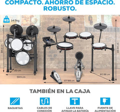 Alesis Nitro Max Kit Batería Electrónica con Parches Silenciosos de Malla, Caja de Doble Zona de 10", Bluetooth, 440+ Sonidos Auténticos, Lecciones