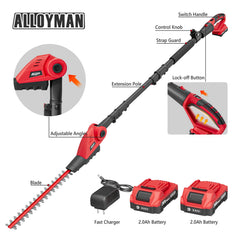 20V MAX Cordless Pole Hedge Trimmer, 2 x 2.0Ah Batteries and Charger Included