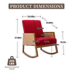 Upholstered Tall Back Rocking Chair, Smooth Gliding Accent Armchair for Comfortable Living Room Seating