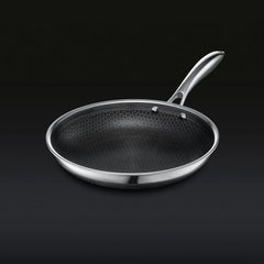 6-Piece Hybrid Stainless Steel Pan Set with Glass Lids, 8-Inch, 10-Inch and 12-Inch, Black