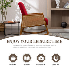 Upholstered Tall Back Rocking Chair, Smooth Gliding Accent Armchair for Comfortable Living Room Seating