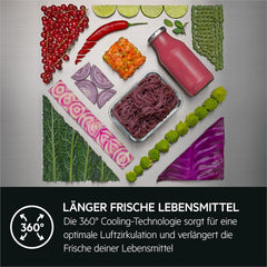 AEG Einbau-Kühl-Gefrier-Kombination 178cm, von Stiftung Warentest mit Gut (2,0) Bewertet, Serie 8000: 360°Cooling Optimale Luftfeuchtigkeit, Kühl- (
