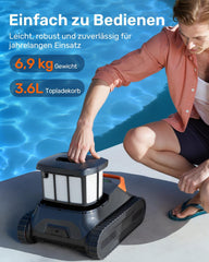 (2026 Neu) Gosvor Poolroboter Wand und Boden, Wasserlinie, Flachzone 4-in-1, Bis zu 200 Min. Laufzeit, Leichtgewicht 6,9 KG, 3μm Ultrafeiner Filter,