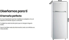 INFINITON Frigorifico Dos Puertas FG-A145B, 200 Litros, 143 cm de Altura, Defrost, LED Interior, E, Diseño con Tirador Integrado, Ancho 55 cm,