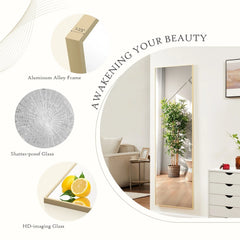 Full Length Mirror with Stand, Aluminum Alloy Frame Full Body Floor Mirror for Bedroom and Cloakroom