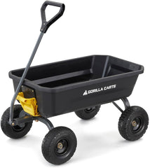 7-Cubic-Foot Poly Dump Garden Cart with No-Flat Tires, 1,200-Lb. Capacity, Black