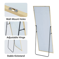 64x21 Full Length Floor Mirror, Large Full Body Aluminum Alloy Frame Standing Mirror with Stand and Wall Mount Option