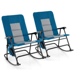 Oversized Folding Rocking Chair – Padded Patio Lounge with Metal Frame & Side Pocket