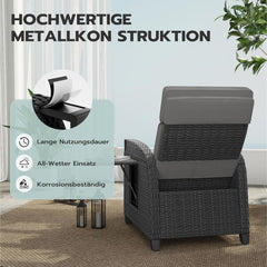 UDPATIO Sillón Ratán Jardin Exterior Reclinable, Tumbona de Jardín Ajustable 150°, con Respaldo Ajustable, Fundas + Extraíbles Cojines, Impermeable,