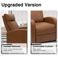 PU Leather Recliner Chair, Single Living Room Sofa Lounge Chair with Reclining Function