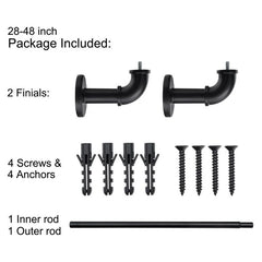 1 Inch Industrial Curtain Rods for Windows, Blackout Wrap-Around Rods, Rustic Matte Black