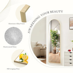 Full Length Mirror with Stand, Aluminum Alloy Frame Full Body Floor Mirror for Bedroom and Cloakroom