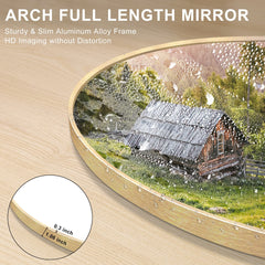 Modern Arched Full Length Floor Mirror, Aluminum Alloy Frame Standing Full Body Mirror