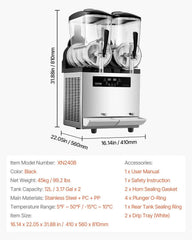 VEVOR kommerzielle Slusheis Maschine 12 L x 2 Doppeltank-Maschine für gefrorene Getränke, 96 Tassen Edelstahl Slush-Eis-Maschine mit Tastenfeld