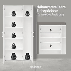 Bellamio Apol Mehrzweckschrank Weiß – Besenschrank 90 cm breit mit Stauraum – Putzschrank mit Staubsaugerfach – Vorratsschrank Küche - Aktenschrank