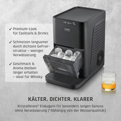 CASO IceBall Pro Eiskugelbereiter mit Kompressor - Kristallklare Eiskugeln 50-55 mm, 2 Kugeln/Stunde, 1,3 l Wassertank, Selbstreinigung, LED-Anzeige,