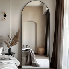 Modern Arched Full Length Floor Mirror, Aluminum Alloy Frame Standing Full Body Mirror