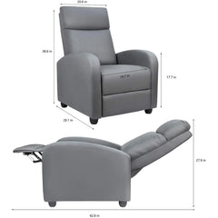 PU Leather Recliner Chair, Single Living Room Sofa Lounge Chair with Reclining Function
