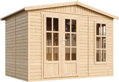 TIMBELA Caseta de jardín de Madera de 6 m2 - Cobertizo Jardin Exterior con Suelo, Ventana, Puerta Doble - Cabaña de jardín para Trabajar en casa - con