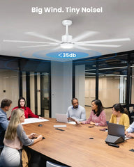 183cm Extra Grande 8 Aspas de Aluminio Ventilador de Techo con Luz y Mando, Silencioso Lampara Ventilador Techo con Reversible Motor DC para Exterior
