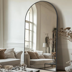 Modern Arched Full Length Floor Mirror, Aluminum Alloy Frame Standing Full Body Mirror