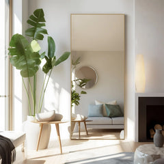 Full Length Mirror with Stand, Aluminum Alloy Frame Full Body Floor Mirror for Bedroom and Cloakroom