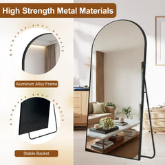 Modern Arched Full Length Floor Mirror, Aluminum Alloy Frame Standing Full Body Mirror