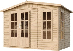 TIMBELA Caseta de jardín de Madera de 6 m2 - Cobertizo Jardin Exterior con Suelo, Ventana, Puerta Doble - Cabaña de jardín para Trabajar en casa - con