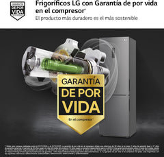 LG GBP61DSXGC - Frigorífico Combi No Frost, Congelador, Compresor Smart Inverter, Color Inox Antihuellas, 186 cm, 341 l