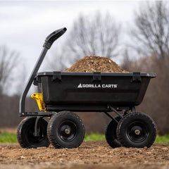 7-Cubic-Foot Poly Dump Garden Cart with No-Flat Tires, 1,200-Lb. Capacity, Black