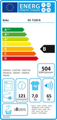 Beko DC 7130 N b100 Kondenstrockner, 7 kg, Elektronische Feuchtemessung, Automatischer Knitterschutz, AquaWave-Schontrommel, 15 Programme, Express