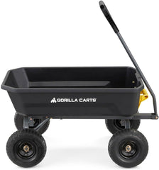 7-Cubic-Foot Poly Dump Garden Cart with No-Flat Tires, 1,200-Lb. Capacity, Black