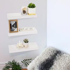 16 Inch Floating Wall Shelves, 3 Pack Farmhouse Hanging Display and Storage Shelves