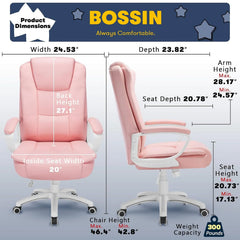 Big and Tall Executive Office Chair, High Back Ergonomic Leather Chair, 400 lb Capacity