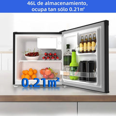 CHIQ Frigorífico Minibar capacidad 46L, Compresor incorporada, Botellero y Compartimiento Congelador, Control de Temperatura regulable, Bajo Nivel de