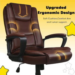 Big and Tall Executive Office Chair, High Back Ergonomic Leather Chair, 400 lb Capacity