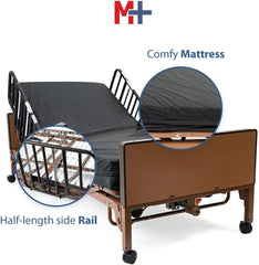 Fully Electric Hospital Bed with Foam Mattress and Half Rails
