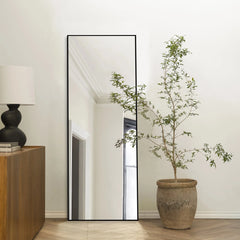 64x21 Full Length Floor Mirror, Large Full Body Aluminum Alloy Frame Standing Mirror with Stand and Wall Mount Option