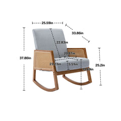 Upholstered Tall Back Rocking Chair, Smooth Gliding Accent Armchair for Comfortable Living Room Seating