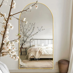 Modern Arched Full Length Floor Mirror, Aluminum Alloy Frame Standing Full Body Mirror