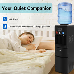 3-in-1 Hot & Cold Water Cooler with Built-in Ice Maker – Top Loading for 3-5 Gallon Bottles, Child Safety Lock, Black