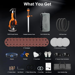 1000W Drywall Sander with Vacuum and LED Light, Electric Wall and Ceiling Sander with Dust Collection