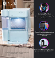 Countertop Nugget Ice Maker with 1-Gallon Water Tank, Makes 38 lbs of Pellet Ice in 24 Hours, WiFi Smart Connectivity, Includes Ice Scoop, Stainless Steel