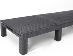 Allibert by Keter Daytona Deluxe Sonnenliege für Garten, Terrasse & Balkon mit verstellbarem Kopfteil, grau, inkl. Auflage, Gartenliege aus Kunststoff