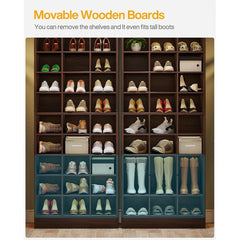 10-Tier Tall Shoe Cabinet, 30-Pair White Wood Shoe Storage Rack for Entryway and Closet