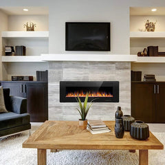 Recessed Electric Fireplace Heater, Wall Mounted 750-1500W Fireplace with Remote Control