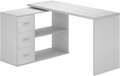L Shaped Desk with Drawers Shelves, Corner Home Office Desk with Storage Cabinet, Large Wood Computer Desk for PC Executive Work Writing Study, Modern Living Room Bedroom Table,White Oak,60 in