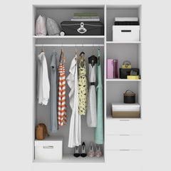 DEKIT GRUPO RIMOBEL Armario Ropero 3 Puertas Y 3 Cajones - Blanco - 121X184X52 Cm